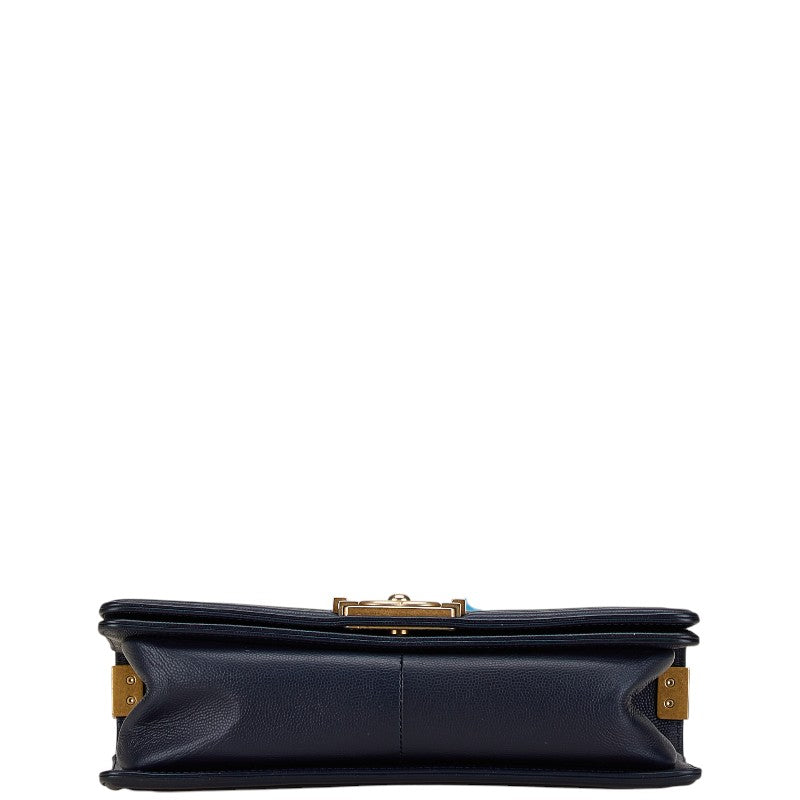 Chanel Boy Caviar Chain Shoulder Bag Navy