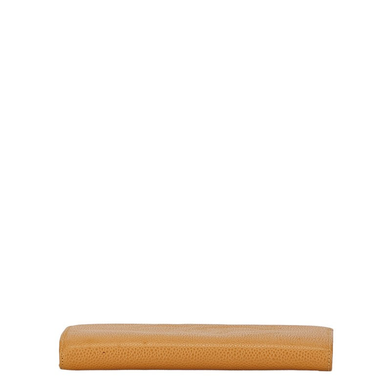 Chanel Caviar Skin Coco Mark Long Wallet Beige in New Condition