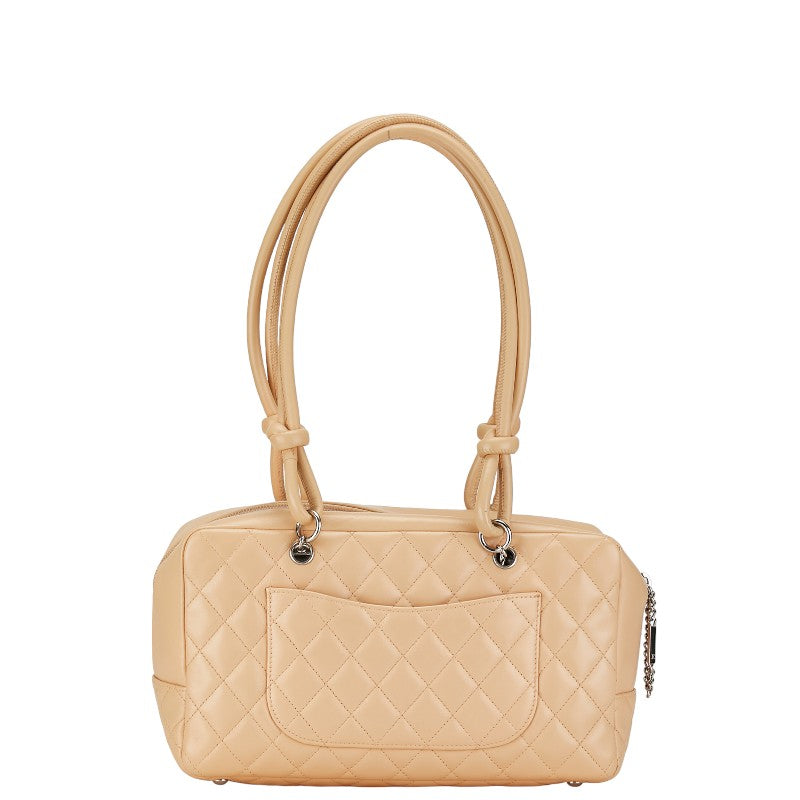 Chanel Cambon Line Leather Handbag Beige Yellow