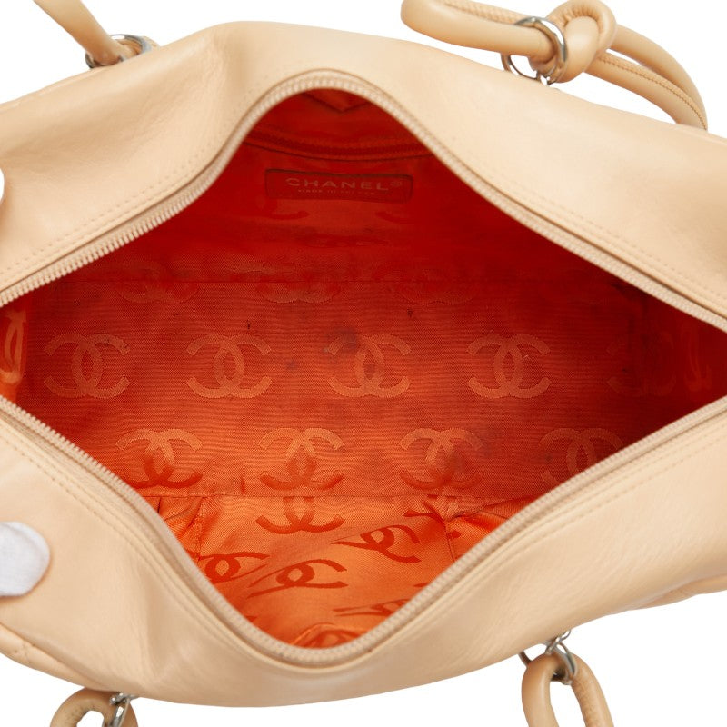 Chanel Cambon Line Leather Handbag Beige Yellow
