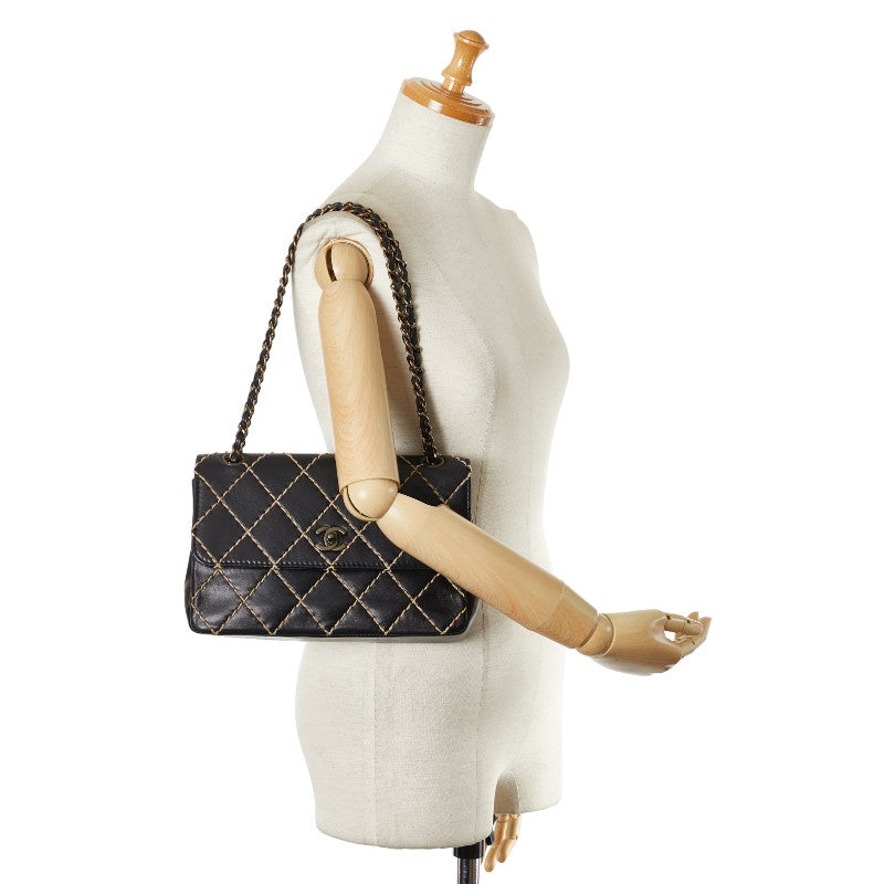 Chanel Leather Matelasse Wild Stitch Chain Shoulder Bag