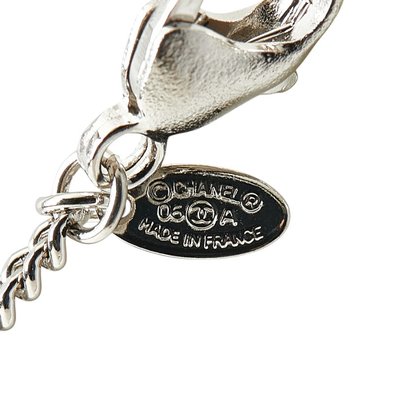 Chanel Coco Mark Long Chain Necklace Silver