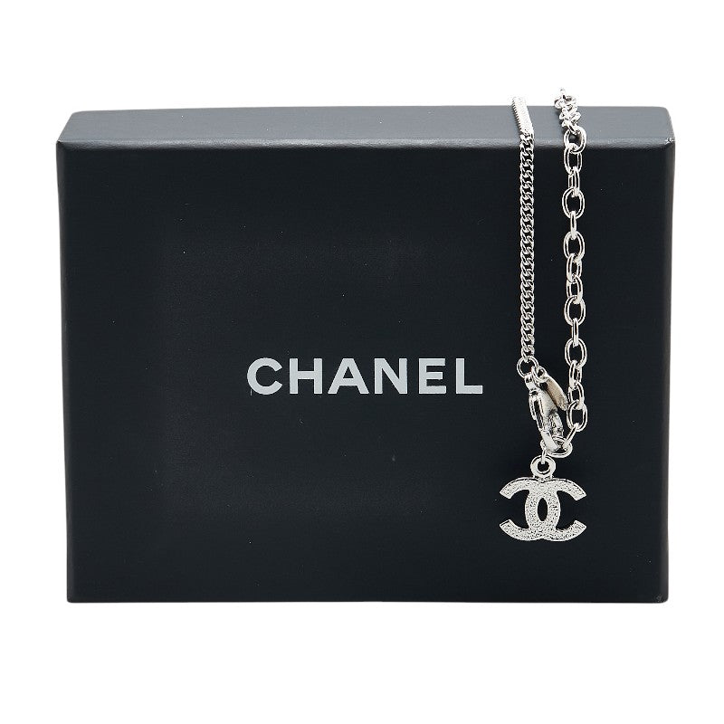 Chanel Coco Mark Long Chain Necklace Silver
