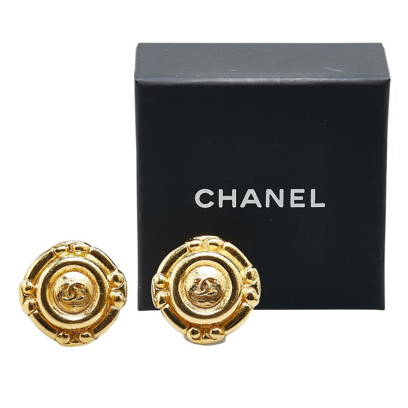 Chanel Coco Mark Round Earrings Gold