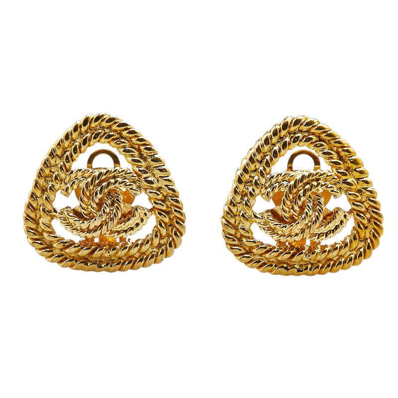 Chanel Coco Mark Triangle Earrings Gold