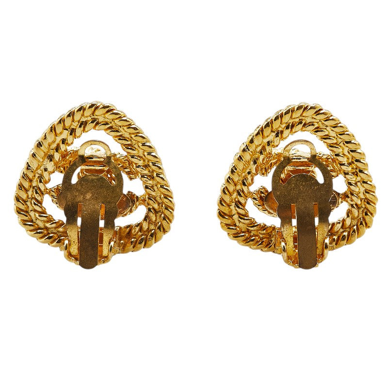 Chanel Coco Mark Triangle Earrings Gold