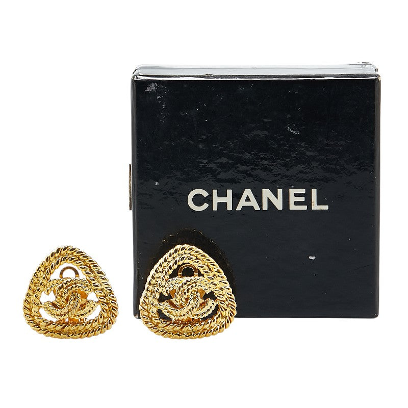 Chanel Coco Mark Triangle Earrings Gold