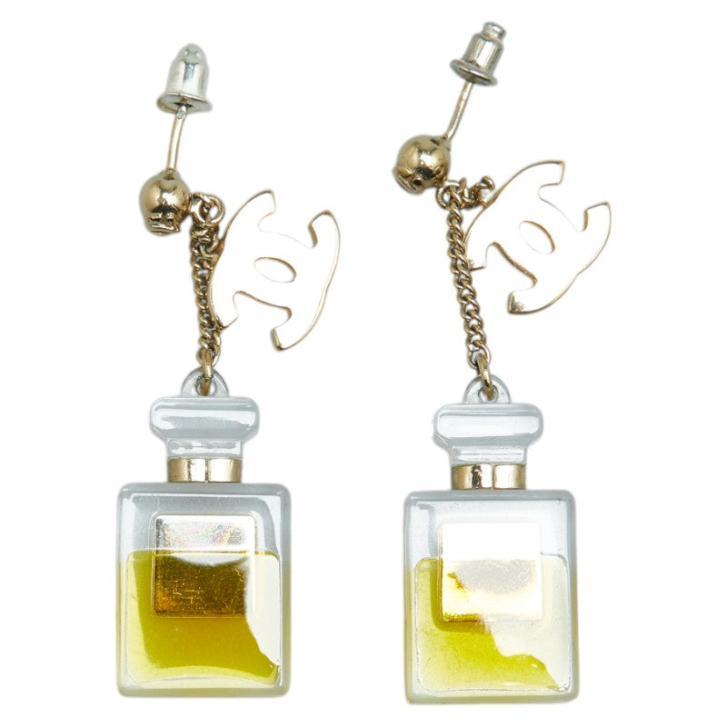 Chanel Coco Mark Perfume Bottle Earrings Gold