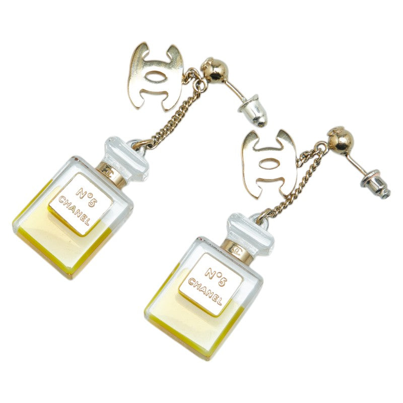 Chanel Coco Mark Perfume Bottle Earrings Gold