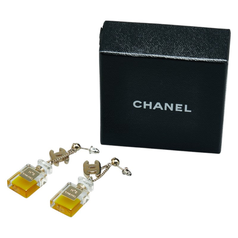 Chanel Coco Mark Perfume Bottle Earrings Gold