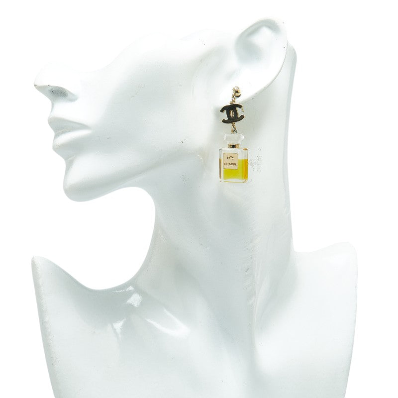 Chanel Coco Mark Perfume Bottle Earrings Gold