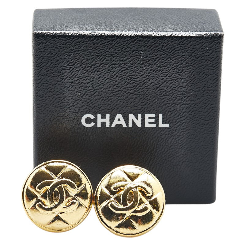 Chanel Matelasse Coco Mark Earrings Gold