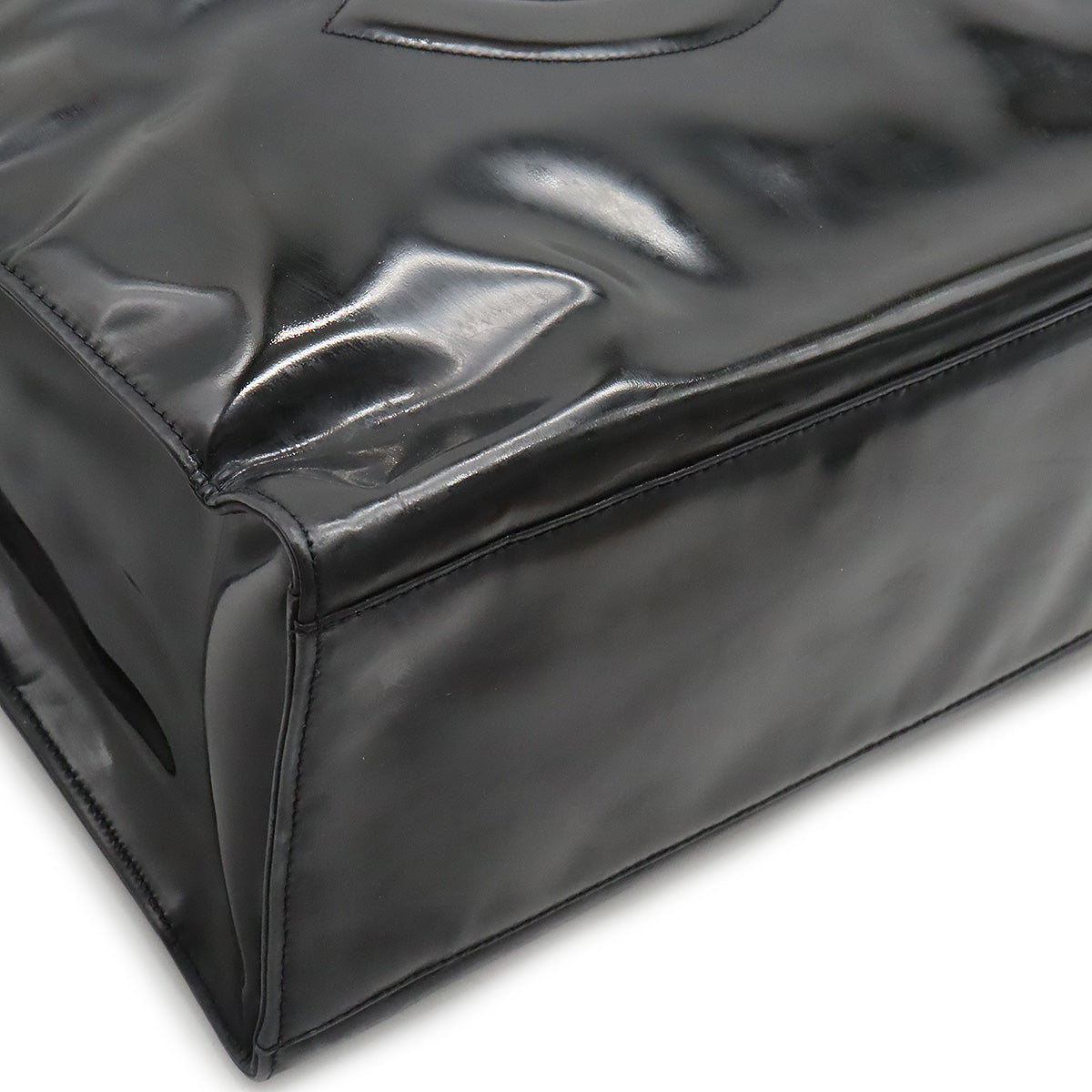 Chanel Coco Mark Patent Leather Chain Shoulder Tote Bag A05464