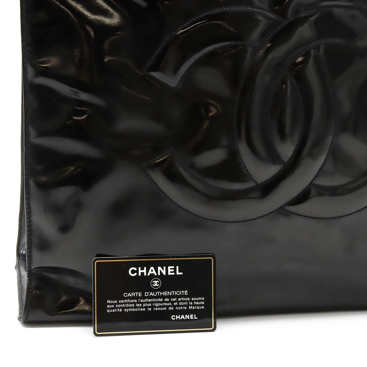 Chanel Coco Mark Patent Leather Chain Shoulder Tote Bag A05464