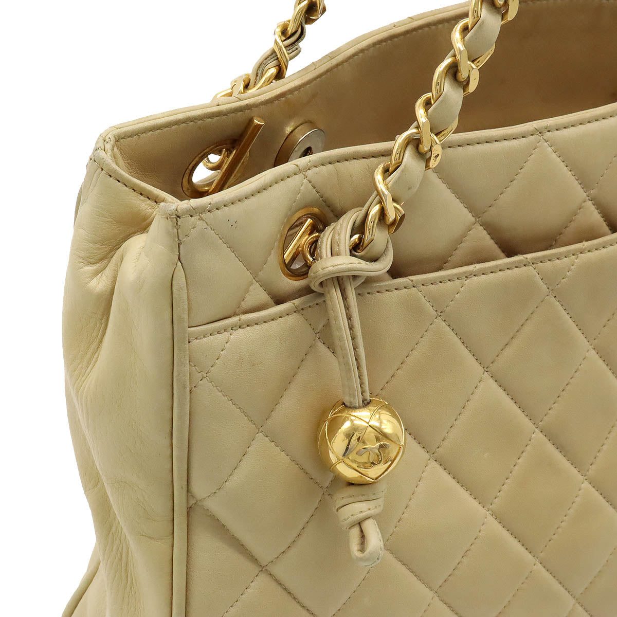 Chanel Leather Matelasse Coco Ball Chain Shoulder Tote