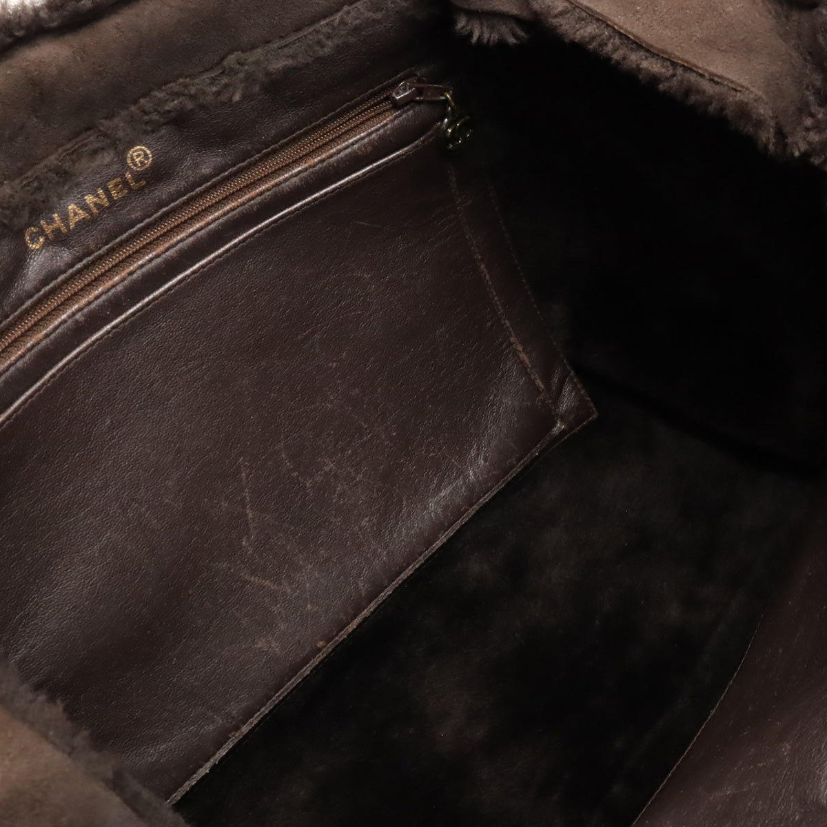Chanel Suede Tote Bag Dark Brown
