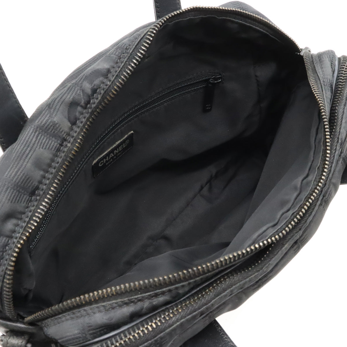 Chanel Nylon Jacquard Leather Handbag Tote A15970