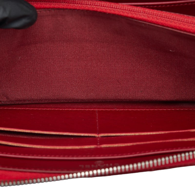 Chanel Red Patent Leather Long Wallet