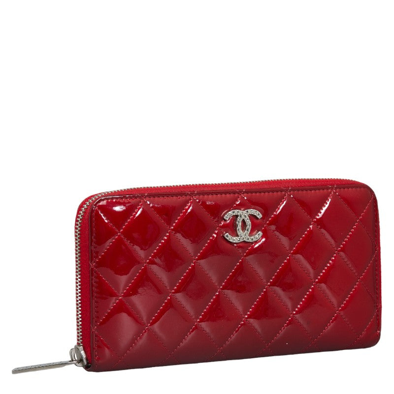 Chanel Red Patent Leather Long Wallet