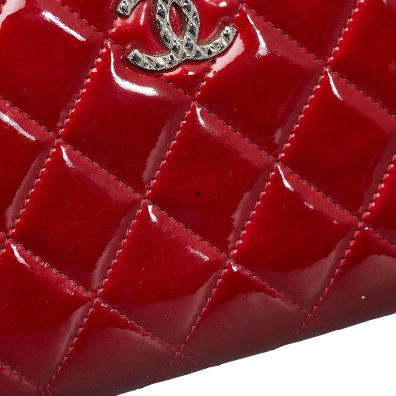 Chanel Red Patent Leather Long Wallet