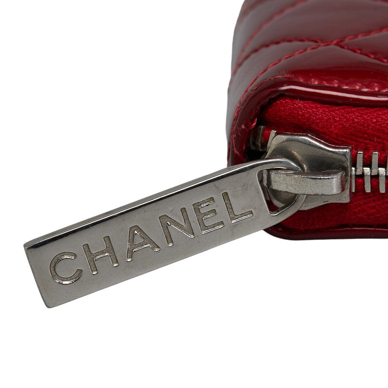 Chanel Red Patent Leather Long Wallet