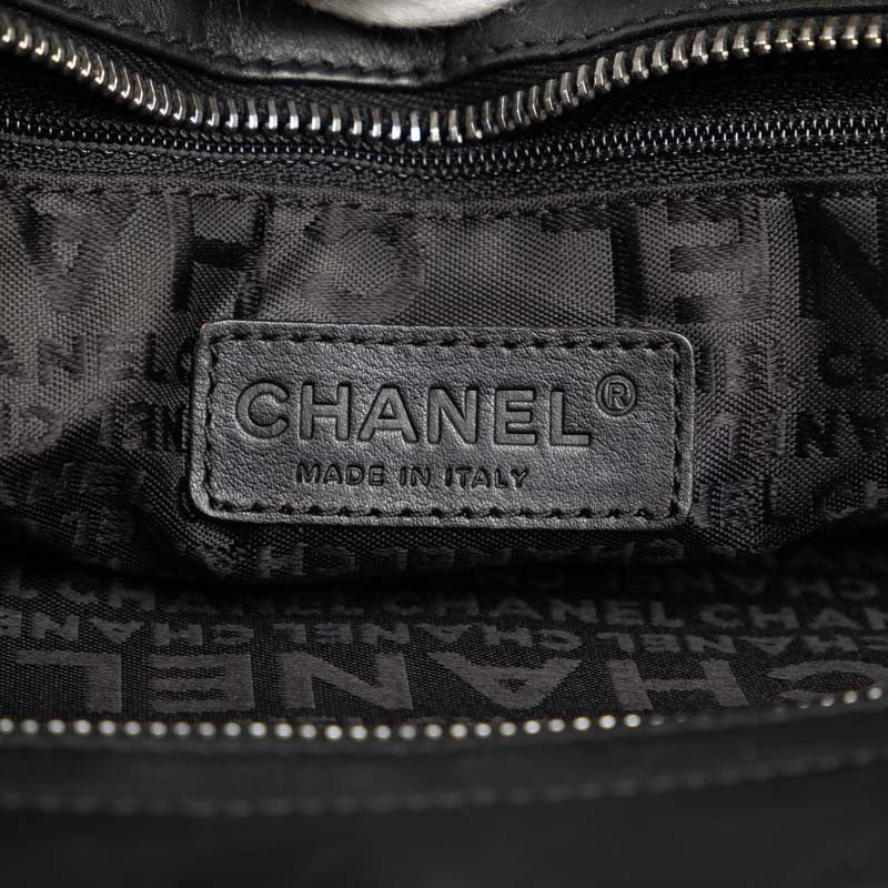 Chanel Leather Chocobar Logo Chain Shoulder Tote Bag