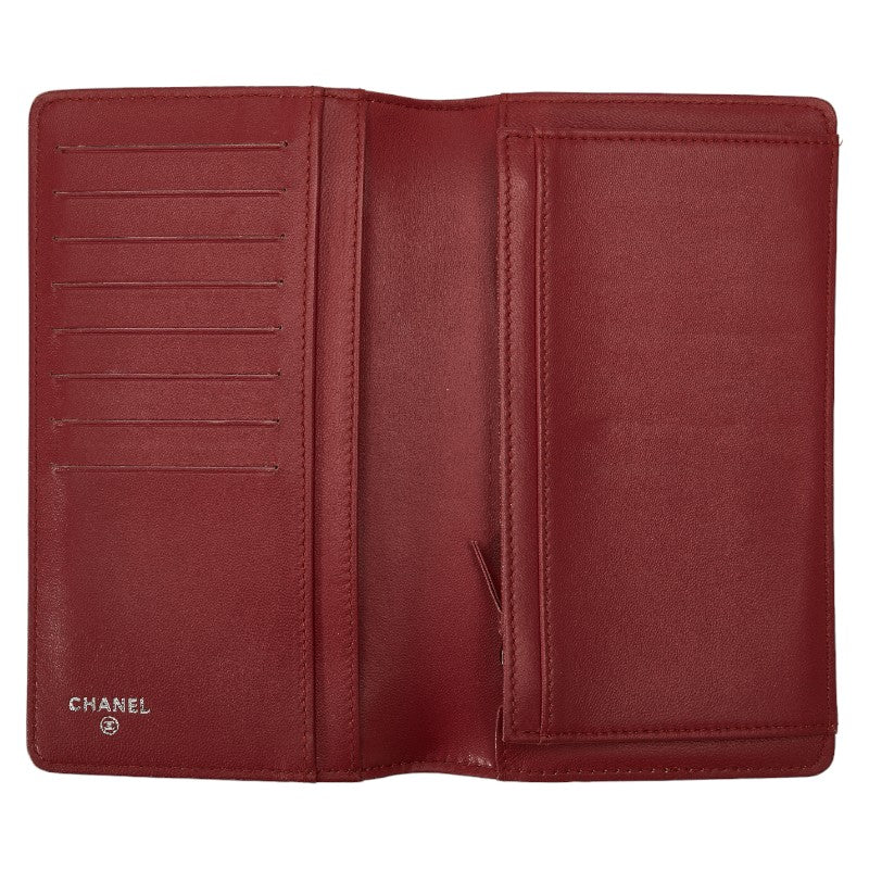 Chanel Boy Long Wallet Wine Red Leather