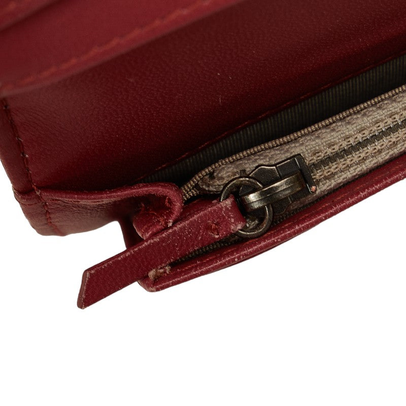 Chanel Boy Long Wallet Wine Red Leather