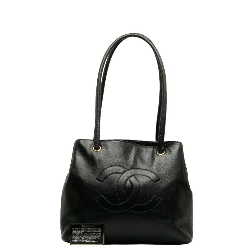 Chanel Coco Mark Leather Tote Bag Black