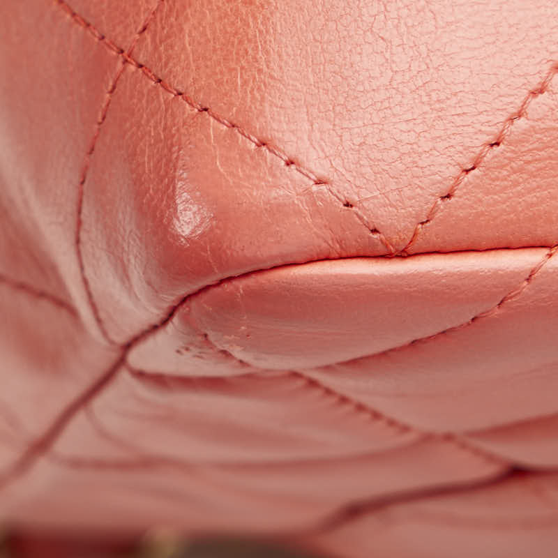Chanel Matelasse Coco Mark Chain Shoulder Bag Salmon Pink Lambskin