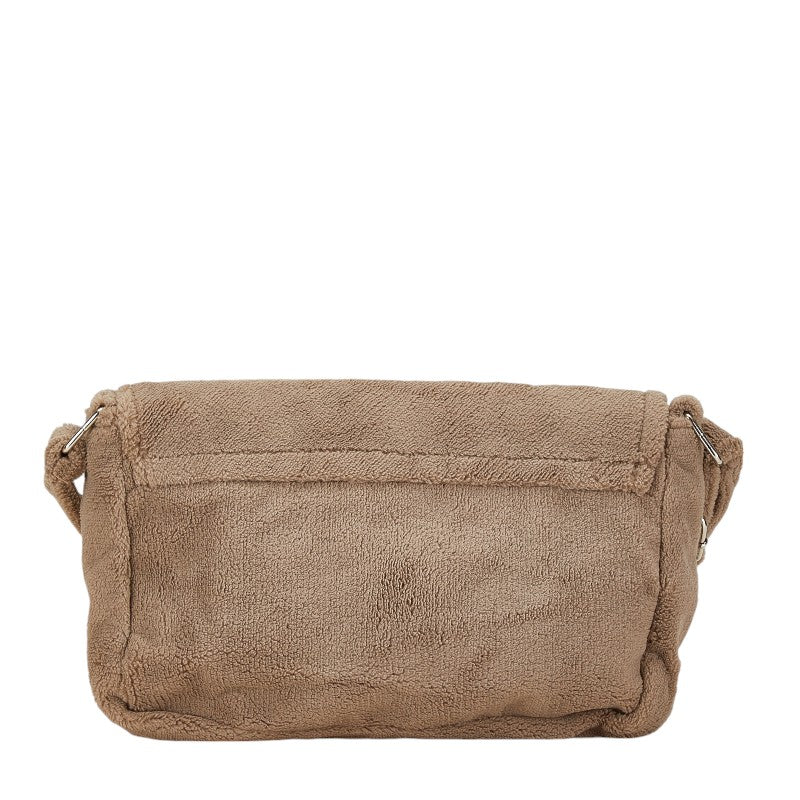 Chanel Coco Mark Shoulder Bag Beige White Pile