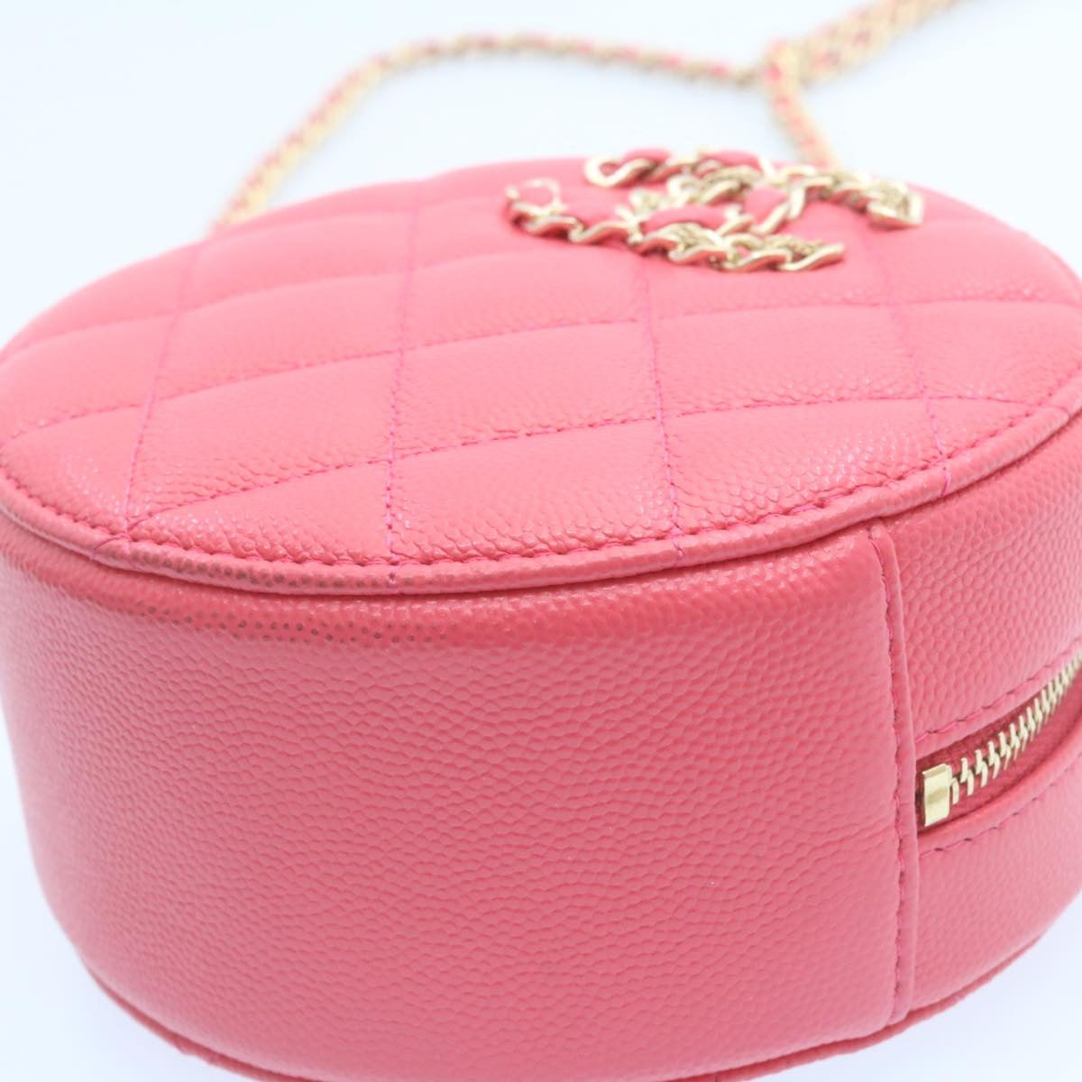 CHANEL Matelasse Caviar Skin Chain Shoulder Bag Pink CC 23651A