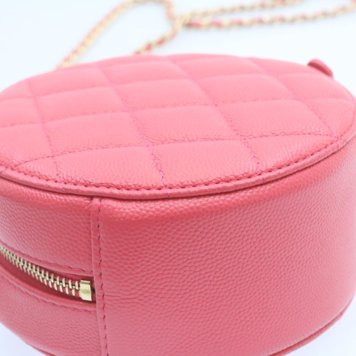 CHANEL Matelasse Caviar Skin Chain Shoulder Bag Pink CC 23651A