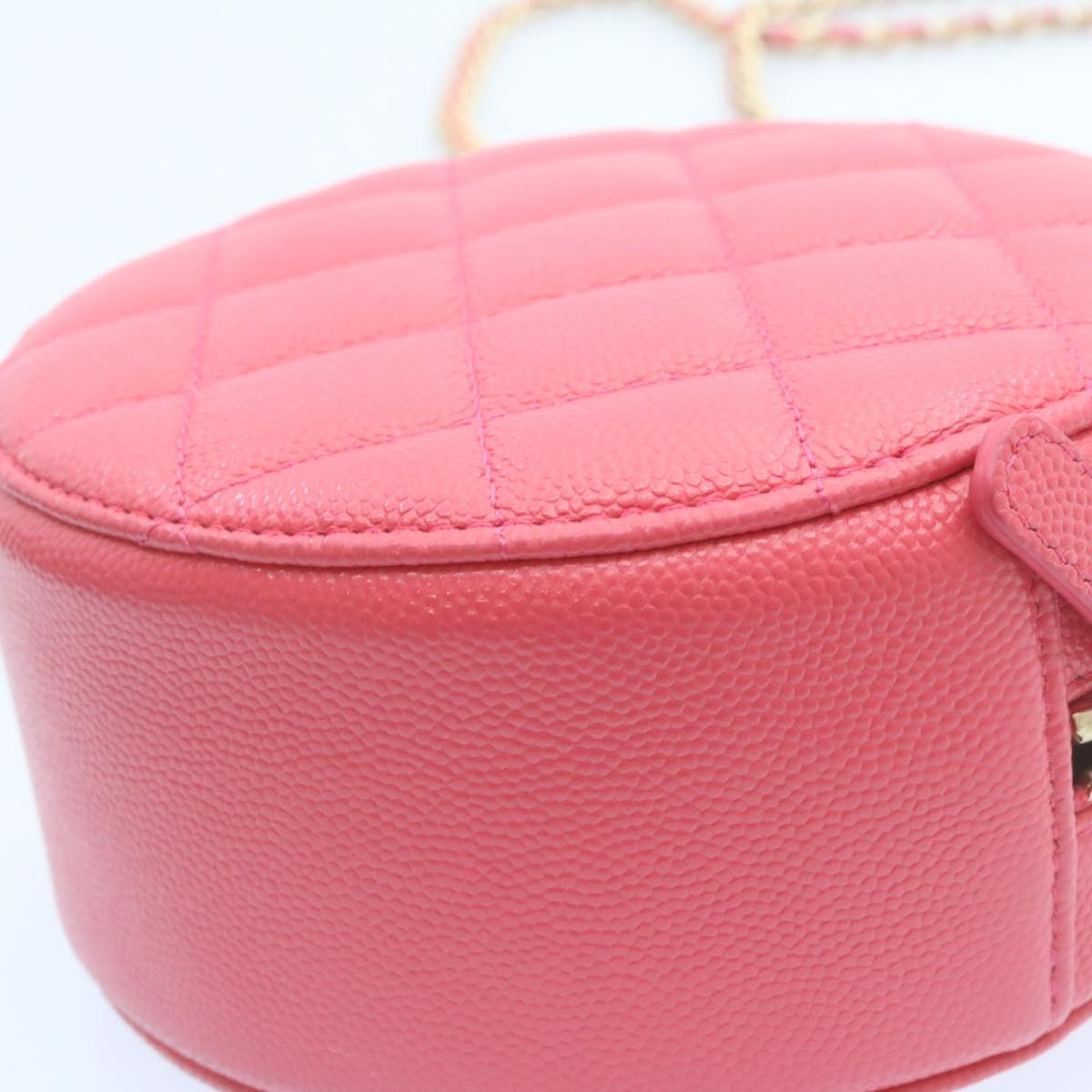 CHANEL Matelasse Caviar Skin Chain Shoulder Bag Pink CC 23651A
