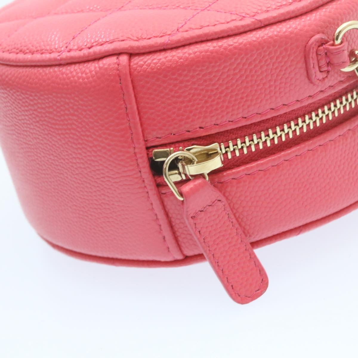 CHANEL Matelasse Caviar Skin Chain Shoulder Bag Pink CC 23651A