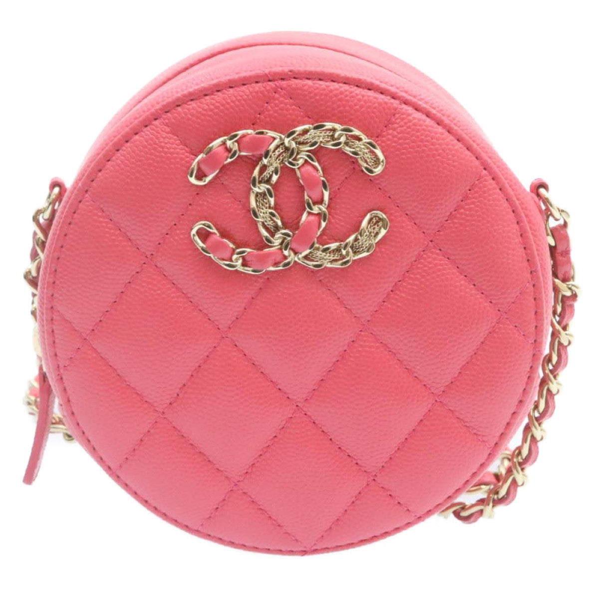 CHANEL Matelasse Caviar Skin Chain Shoulder Bag Pink CC 23651A