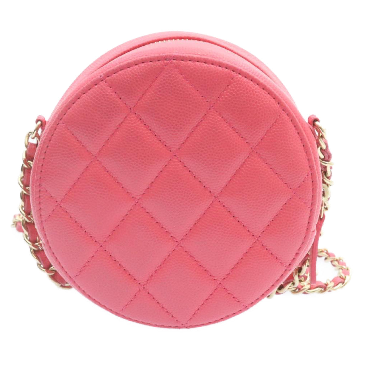 CHANEL Matelasse Caviar Skin Chain Shoulder Bag Pink CC 23651A