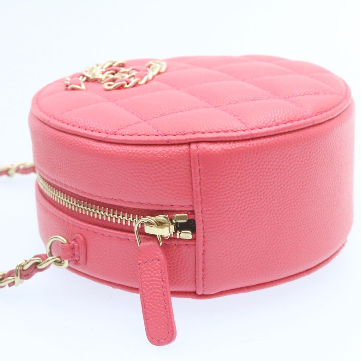 CHANEL Matelasse Caviar Skin Chain Shoulder Bag Pink CC 23651A