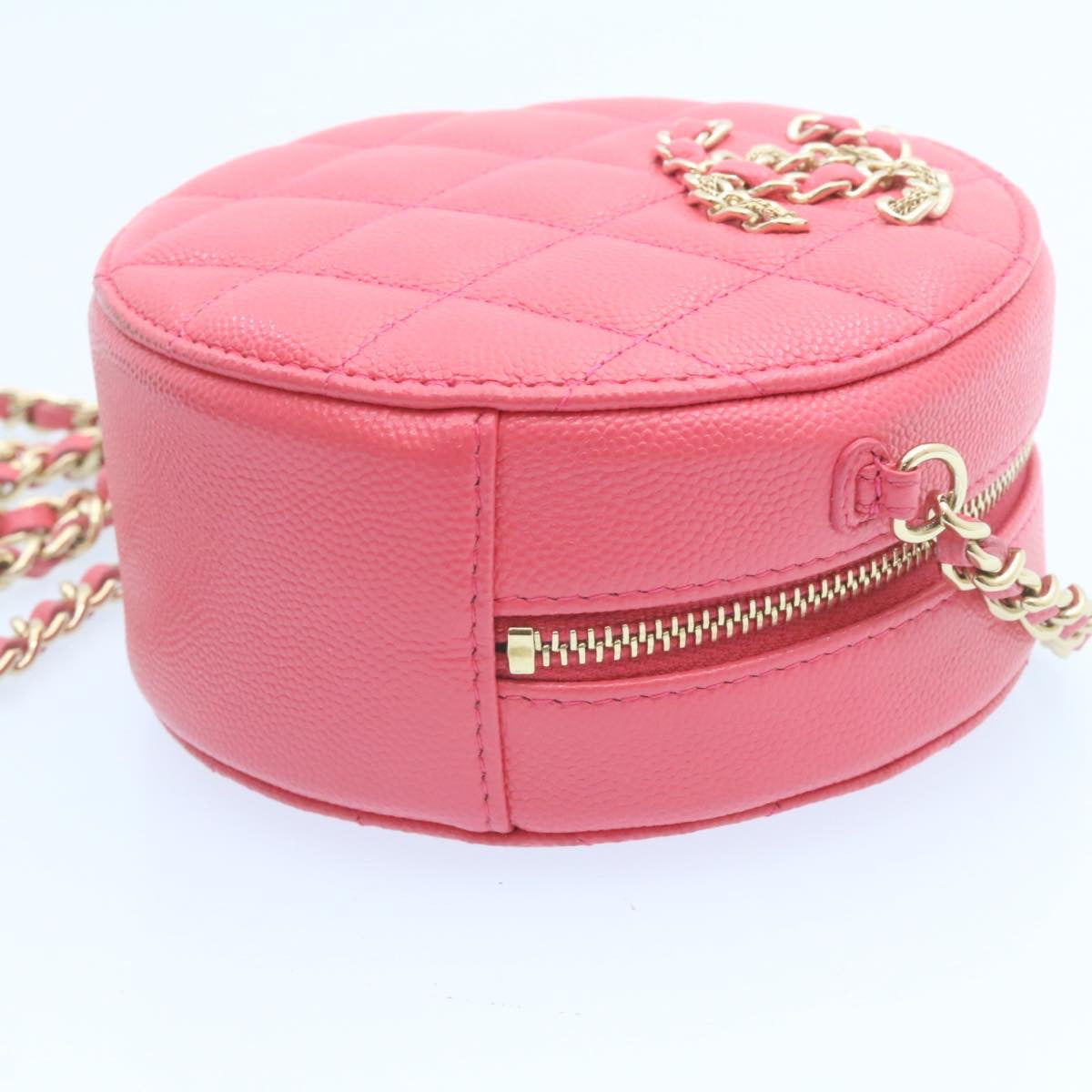 CHANEL Matelasse Caviar Skin Chain Shoulder Bag Pink CC 23651A