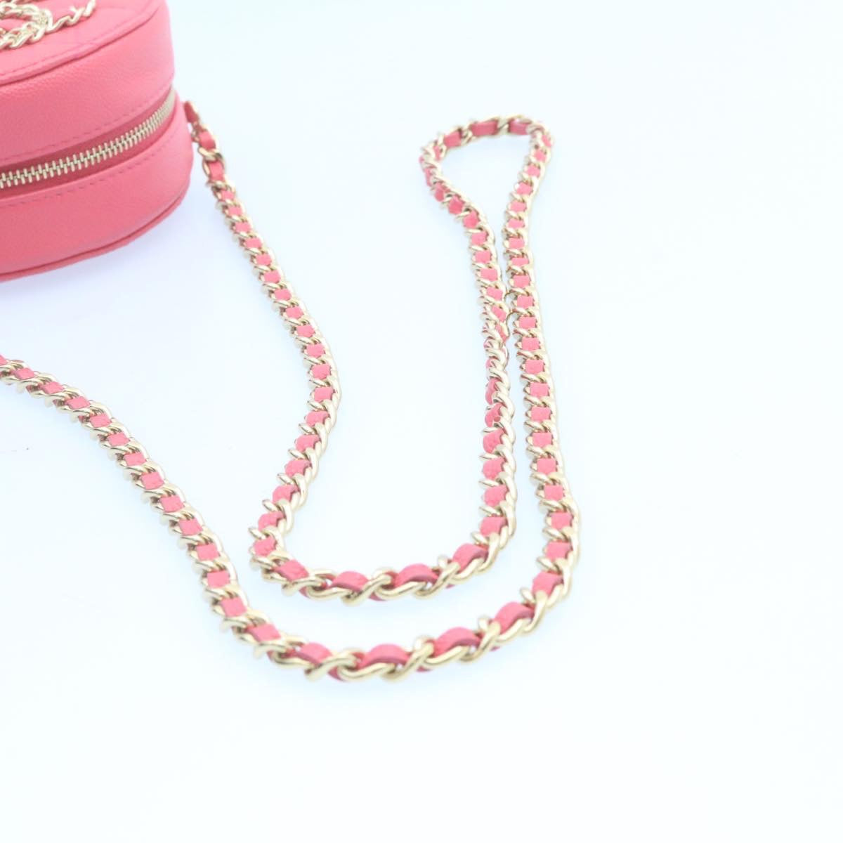 CHANEL Matelasse Caviar Skin Chain Shoulder Bag Pink CC 23651A
