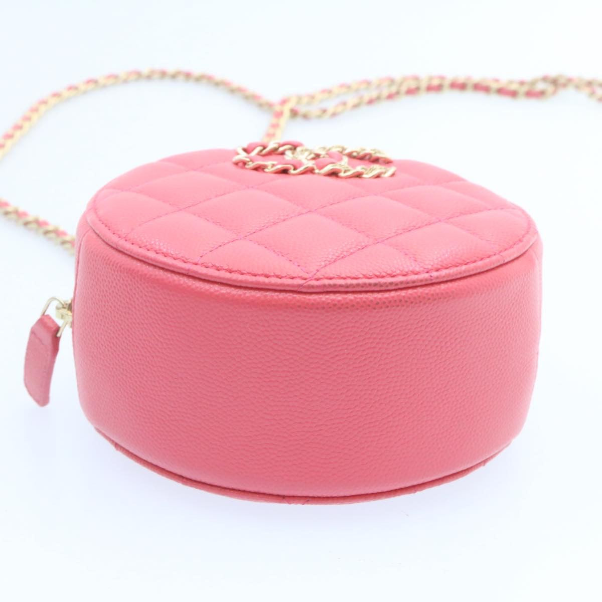 CHANEL Matelasse Caviar Skin Chain Shoulder Bag Pink CC 23651A