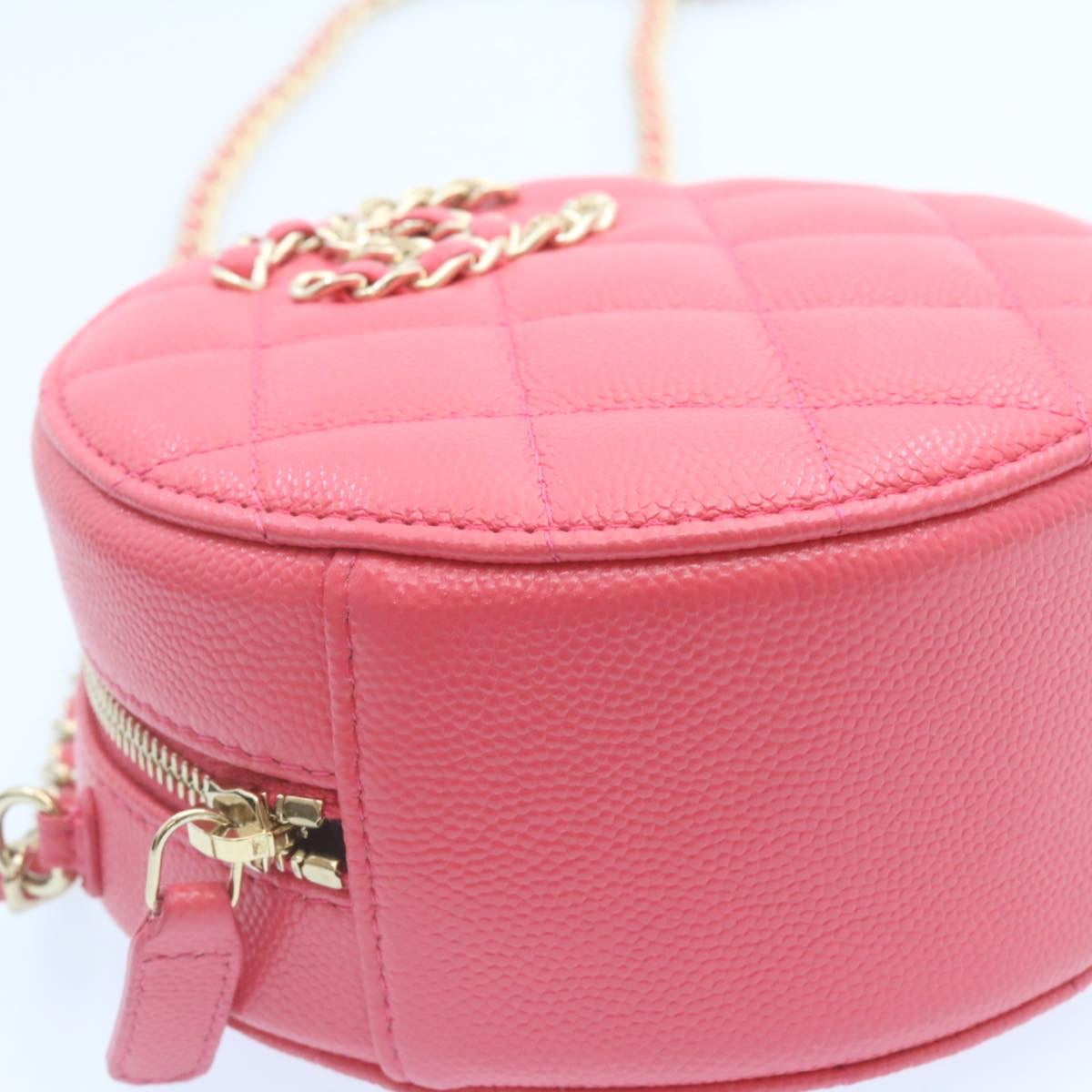 CHANEL Matelasse Caviar Skin Chain Shoulder Bag Pink CC 23651A