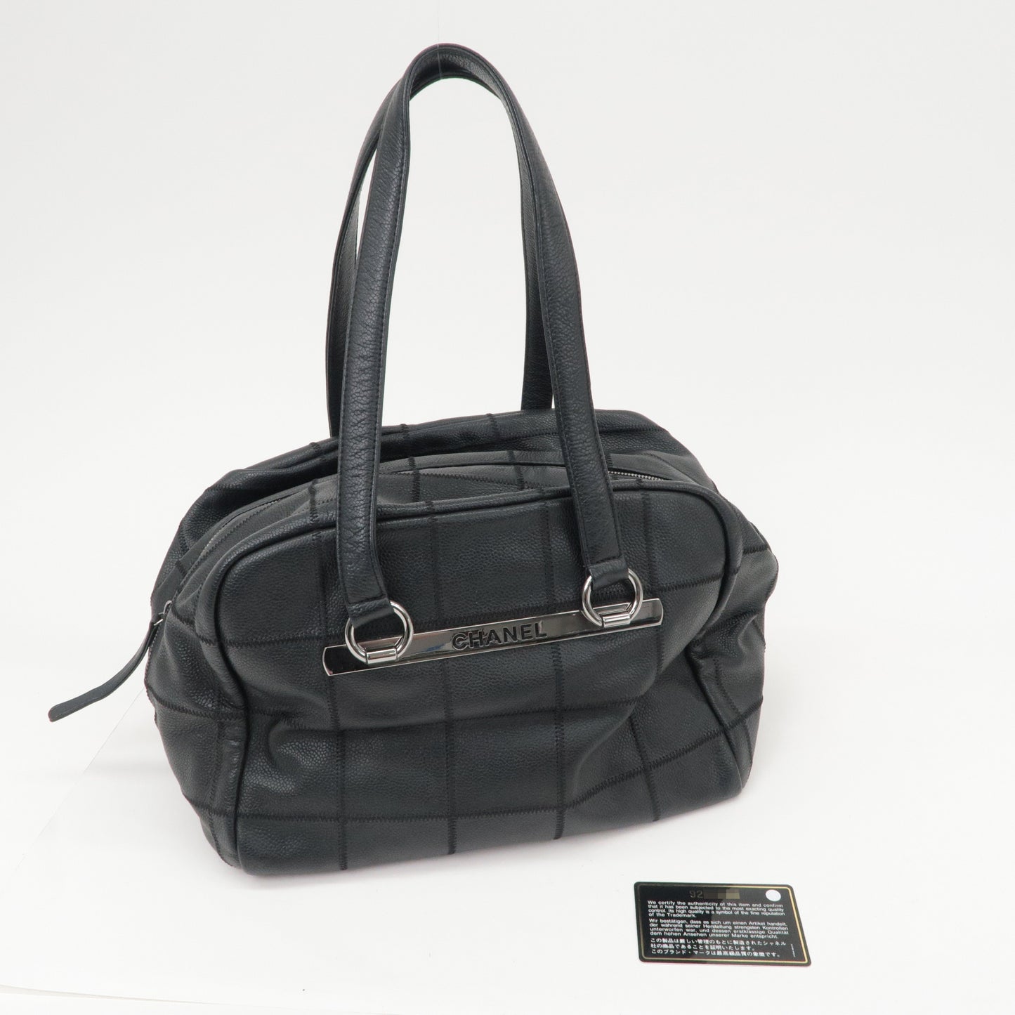 CHANEL Chocobar Caviar Skin Boston Bag Shoulder Bag Black