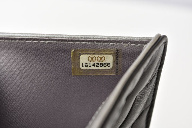 Chanel Leather Folding Wallet A50087 Black/Silver