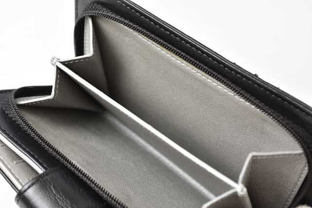 Chanel Leather Folding Wallet A50087 Black/Silver
