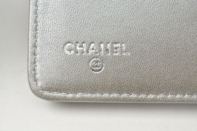 Chanel Leather Folding Wallet A50087 Black/Silver