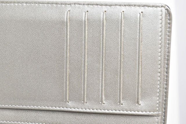 Chanel Leather Folding Wallet A50087 Black/Silver