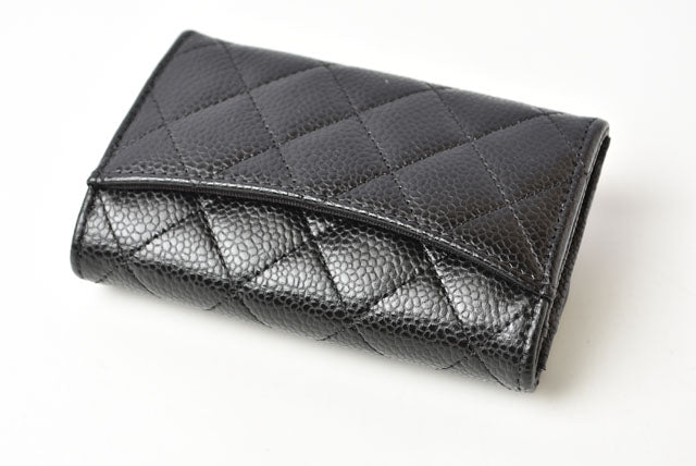 Chanel Caviar Skin Coin/Card Case Black/Bordeaux