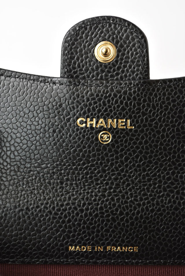Chanel Caviar Skin Coin/Card Case Black/Bordeaux