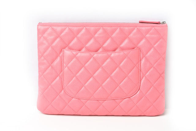 Chanel Caviar Skin Clutch Bag/Flat Pouch Rose Pink